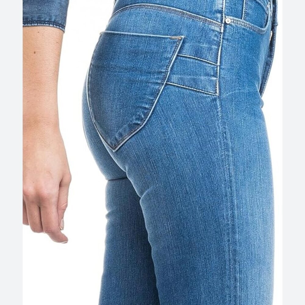 Salsa high waisted slim zip front denim jeans classic medium wash womens size 30